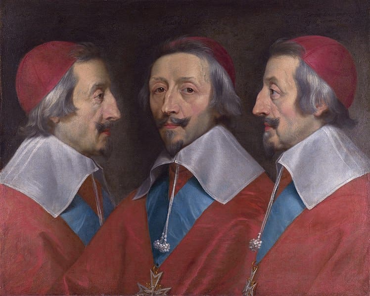 Retrato triplo do Cardeal de Richelieu. Imagem: Wikimedia Commons.