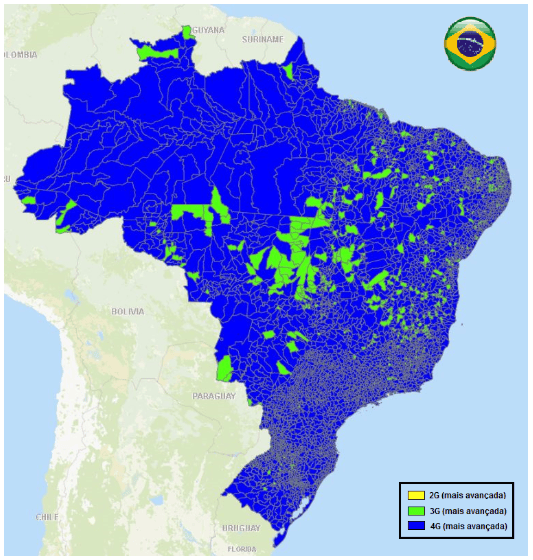 Figura 1 - Cobertura móvel no Brasil Mapa 5g.