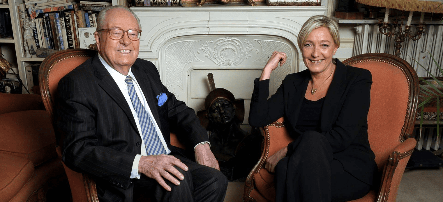 Imagem de Marine Le Pen e seu pai, Jean Marie Le Pen.