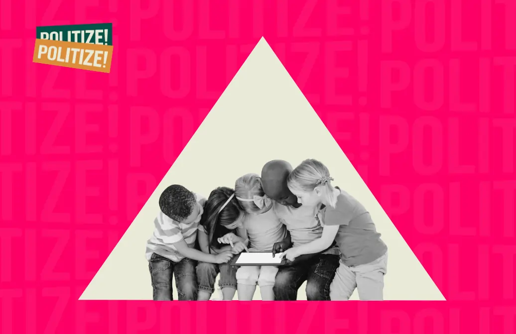 Crianças vendo algo em um tablet